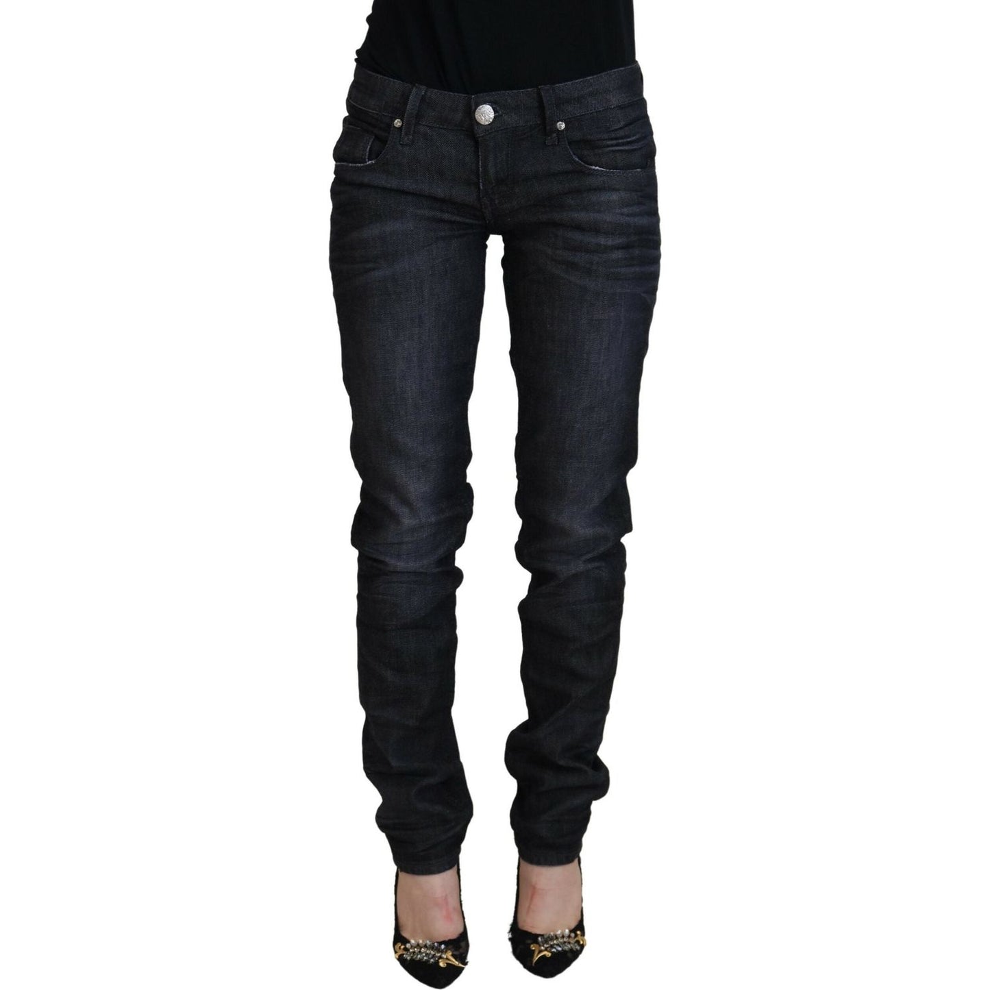 Acht Chic Black Low Waist Straight Jeans Acht