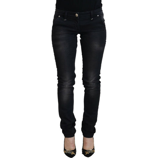 Acht Black Washed Cotton Skinny Women Casual Denim Jeans