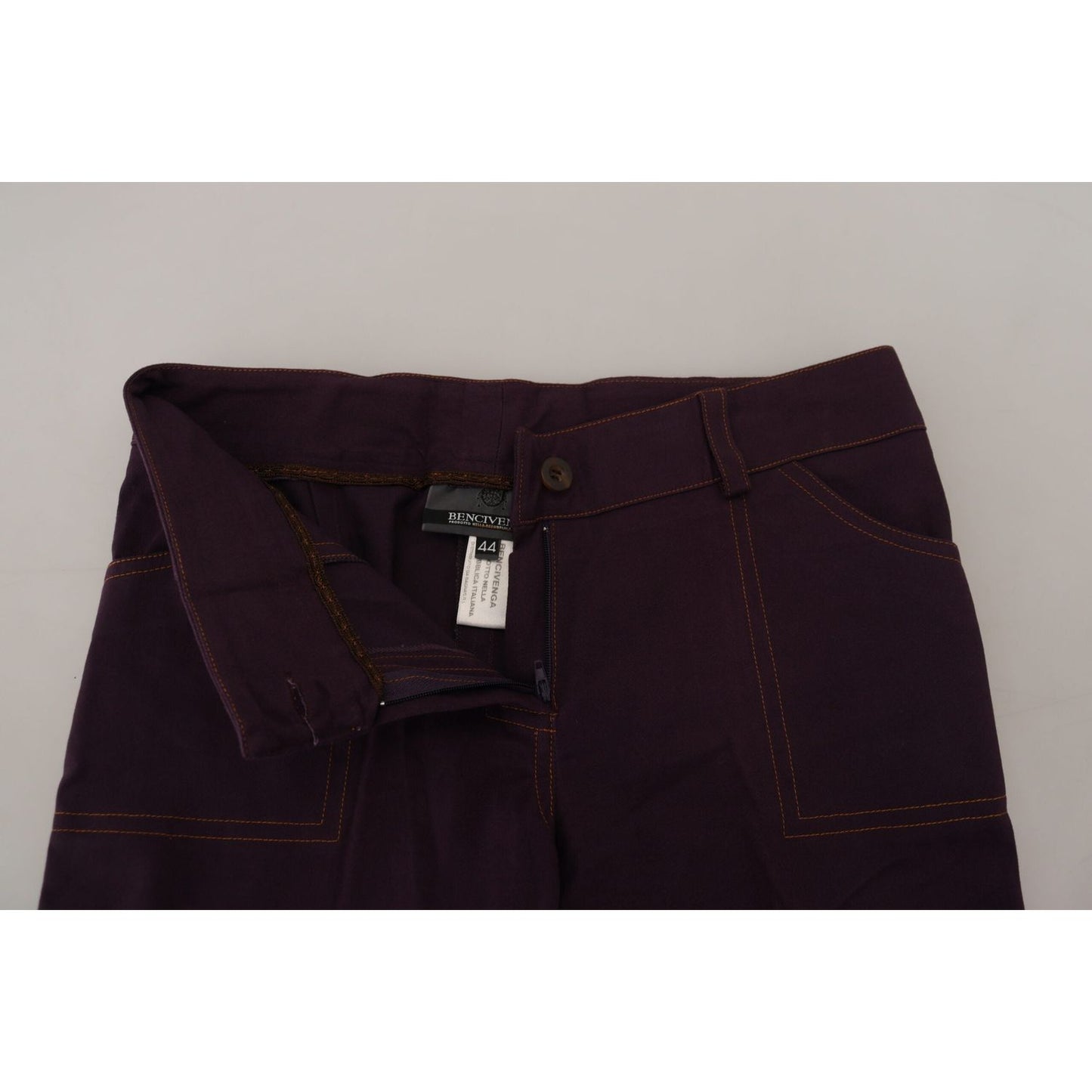 BENCIVENGA Elegant Tapered Purple Cotton Pants BENCIVENGA