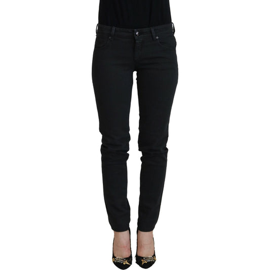 Ermanno Scervino Black Cotton Slim Fit Women Denim Jeans Ermanno Scervino
