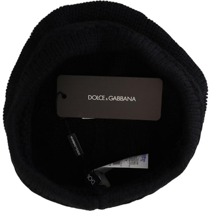 Dolce & Gabbana Black Virgin Wool Women Winter Beanie Cap Hat