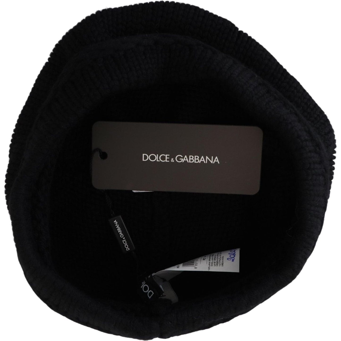 Dolce & Gabbana Elegant Black Virgin Wool Beanie Hat Dolce & Gabbana