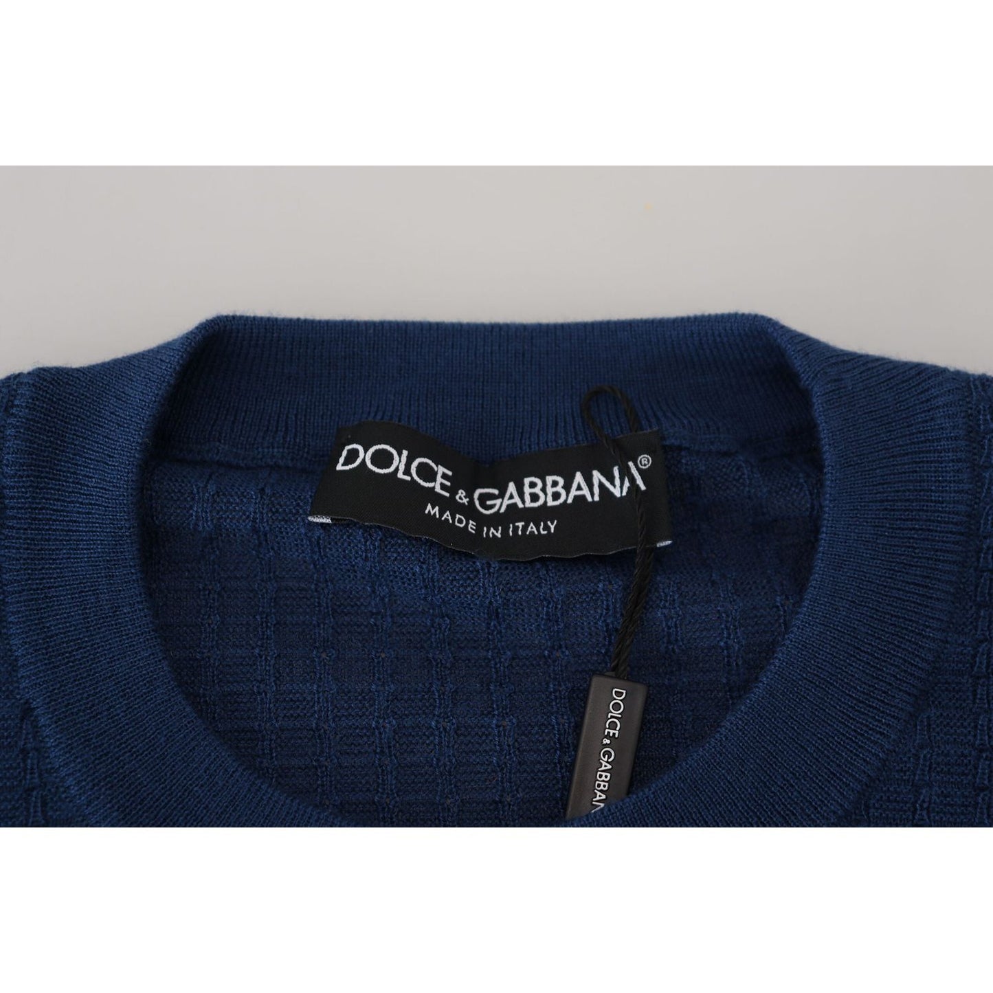 Dolce & Gabbana Elegant Blue Cashmere-Silk Men's Pullover Dolce & Gabbana