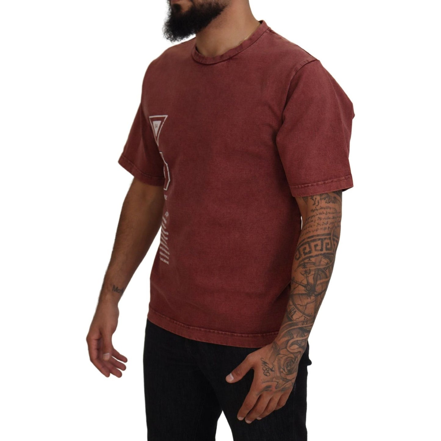 Dolce & Gabbana Elegant Maroon Printed Cotton Tee Dolce & Gabbana