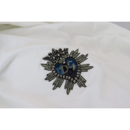 Dolce & Gabbana White Cotton Hooded Sweatshirt Logo Sweater