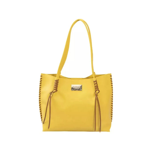 Baldinini Trend Chic Yellow Handbag with Golden Accents Baldinini Trend