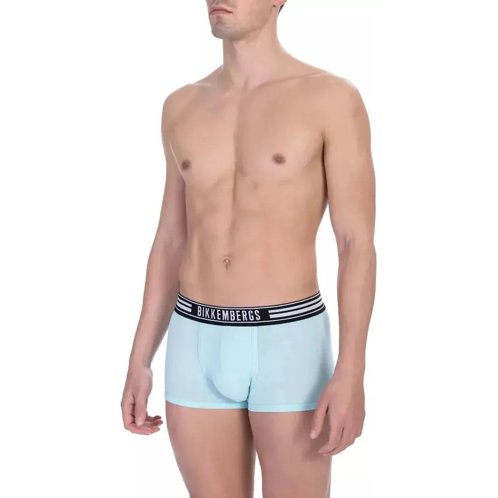 Bikkembergs Light Blue Cotton Men Underwear Trunk Pair Bikkembergs