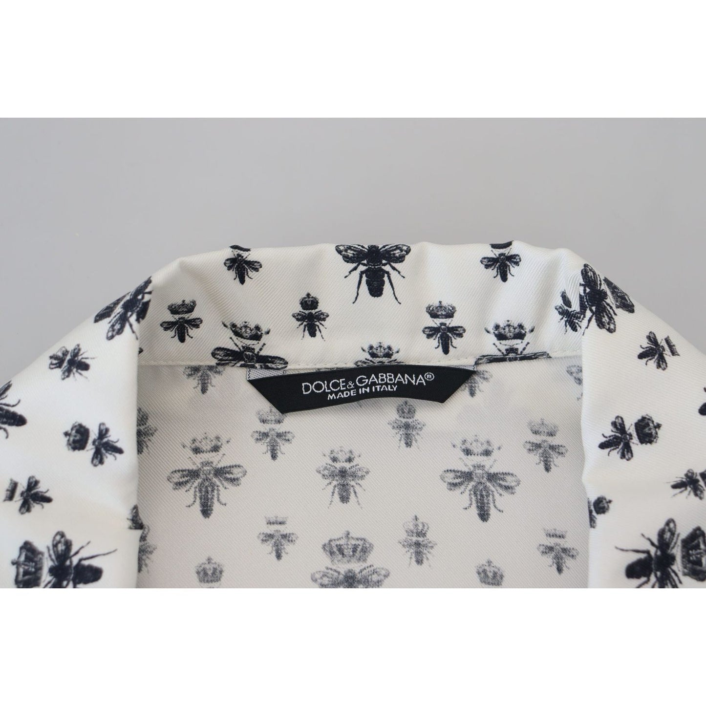 Dolce & Gabbana Elegant Silk Pajama Top with Crown Bee Print Dolce & Gabbana