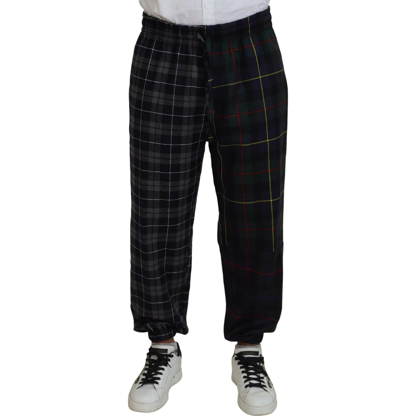 Dolce & Gabbana Multicolor Checkered Wool Men Jogger Pants Dolce & Gabbana