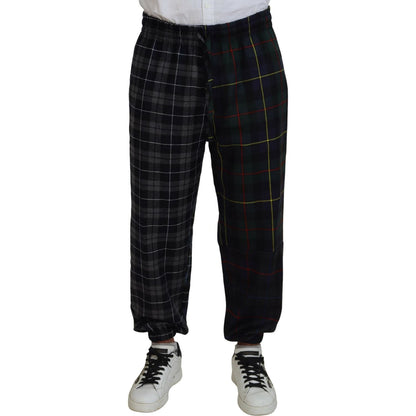 Dolce & Gabbana Multicolor Checkered Wool Men Jogger Pants Dolce & Gabbana