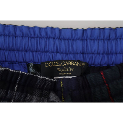 Dolce & Gabbana Multicolor Checkered Wool Men Jogger Pants Dolce & Gabbana