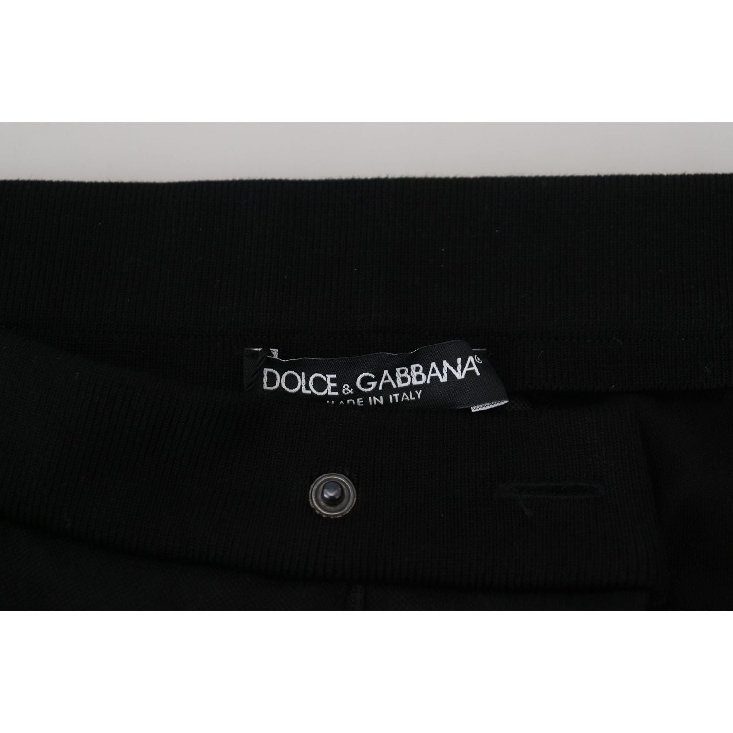 Dolce & Gabbana Black Wool Horseshoe Jogger Pants