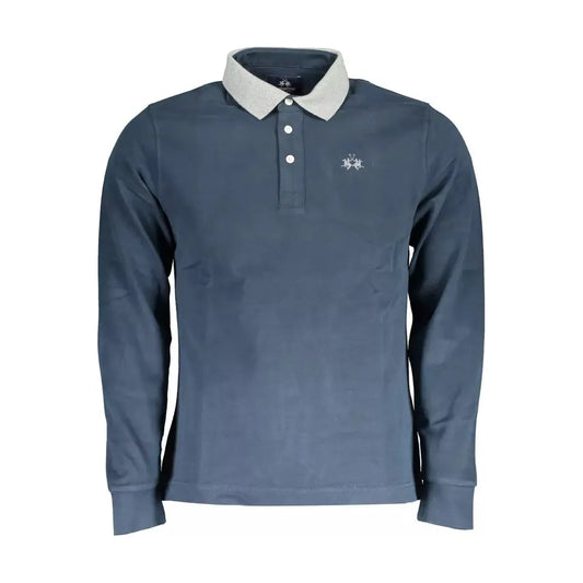 La Martina Blue Cotton Men Polo Shirt La Martina