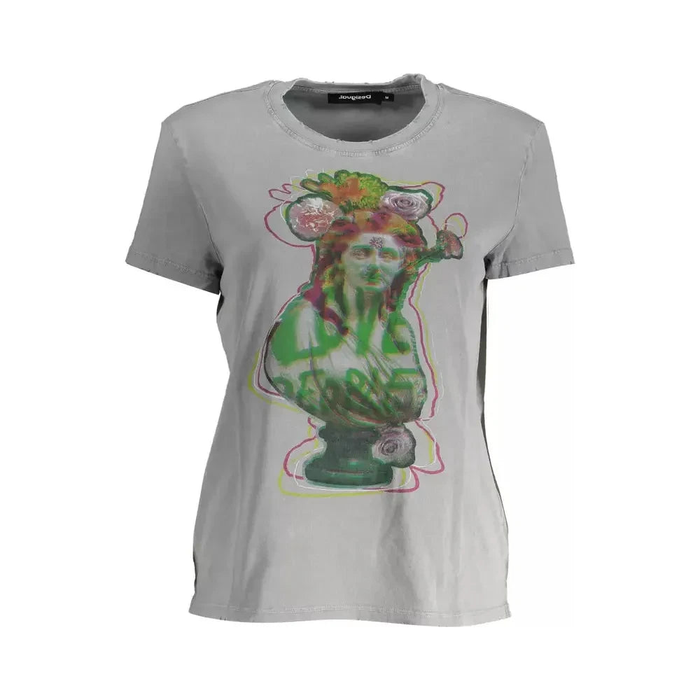 Desigual Gray Cotton Women Top Desigual