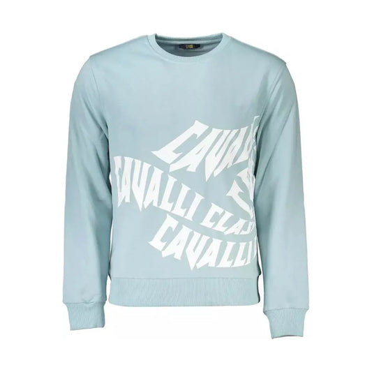 Cavalli Class Light Blue Cotton Men Sweater Cavalli Class