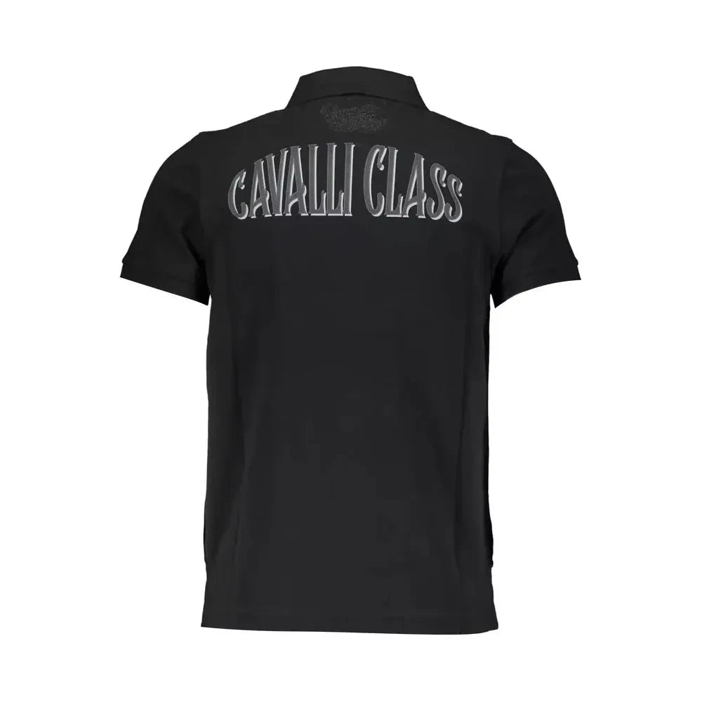 Cavalli Class Black Cotton Men Polo Shirt Cavalli Class