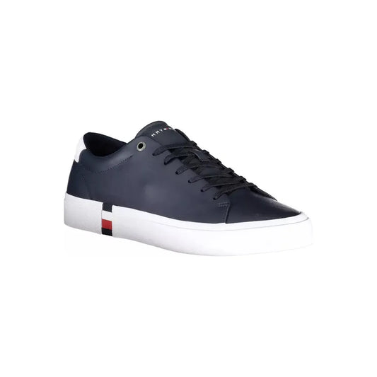 Tommy Hilfiger Blue Leather Men Sneaker Tommy Hilfiger