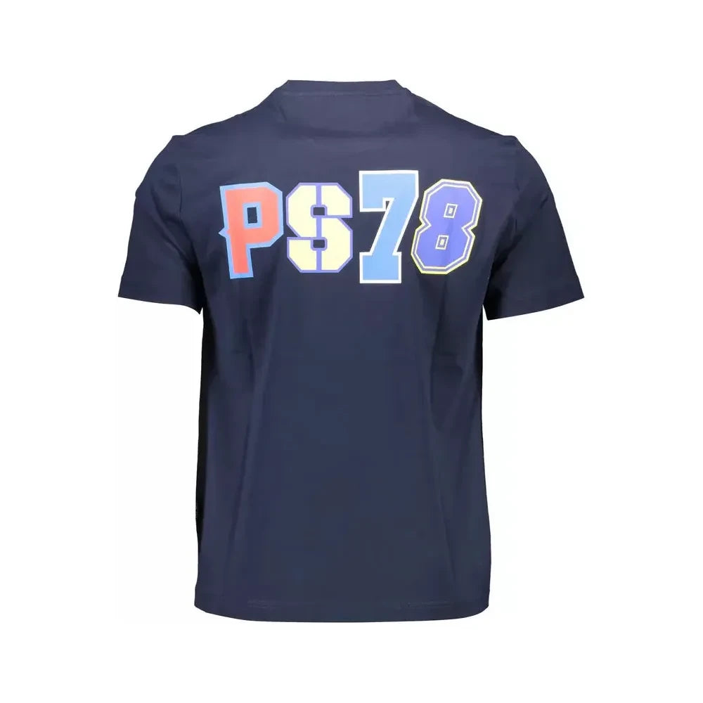 Plein Sport Sleek Blue Crew Neck Tee with Contrasting Prints Plein Sport