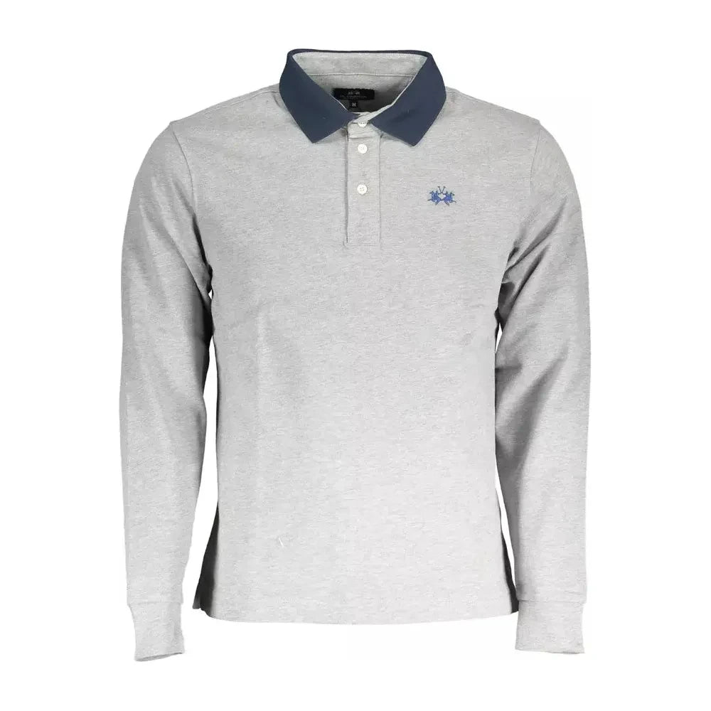 La Martina Gray Cotton Men Polo Shirt La Martina