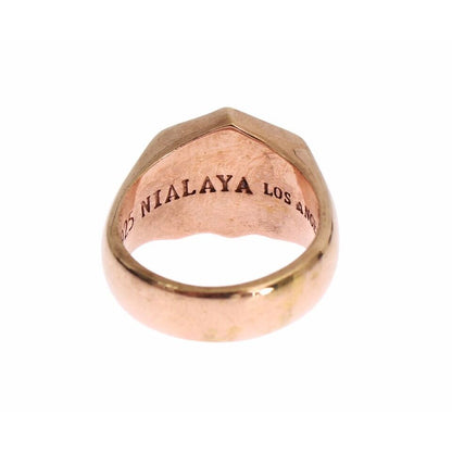 Nialaya Pink Gold 925 Silver Authentic Clear Ring