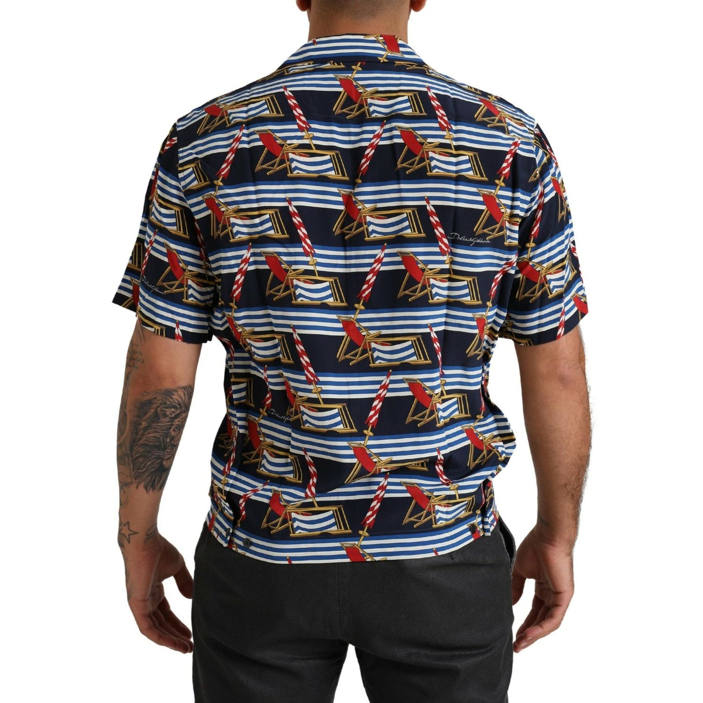 Dolce & Gabbana Multicolor Beach Chair Short Sleeves Shirt