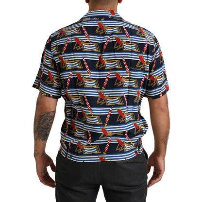 Dolce & Gabbana Multicolor Beach Chair Short Sleeves Shirt