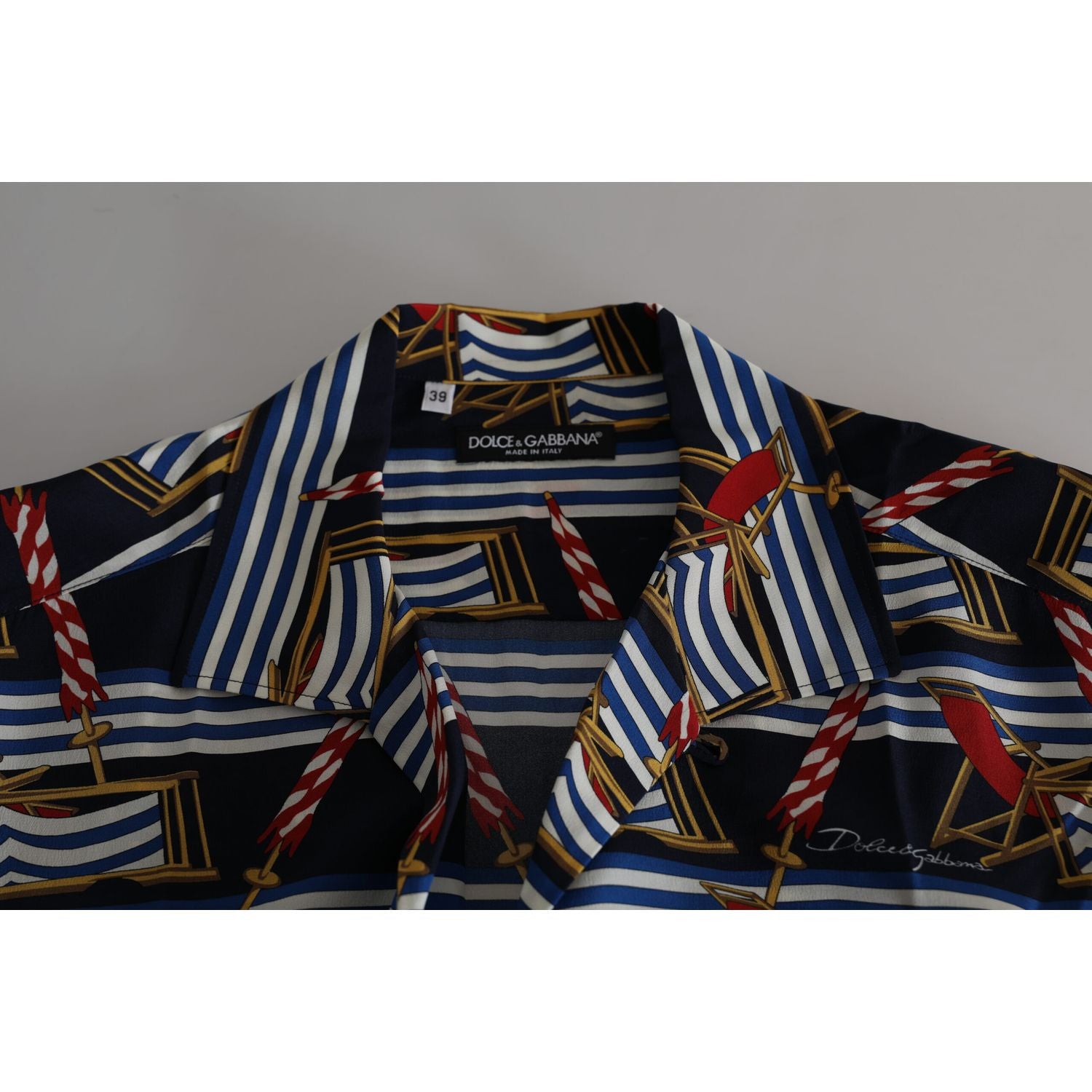 Dolce & Gabbana Multicolor Beach Chair Short Sleeves Shirt