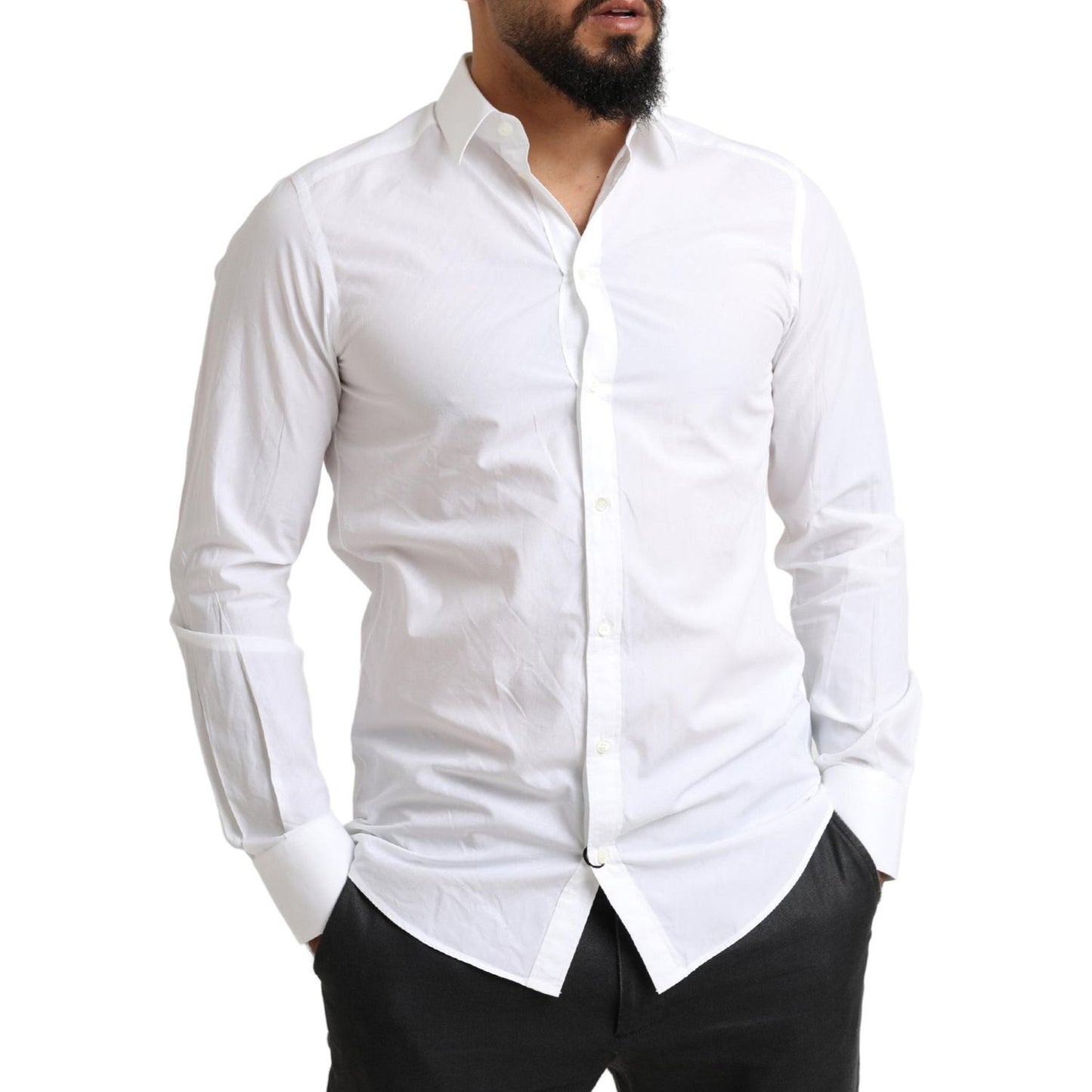 Dolce & Gabbana Elegant White Cotton Martini Dress Shirt Dolce & Gabbana