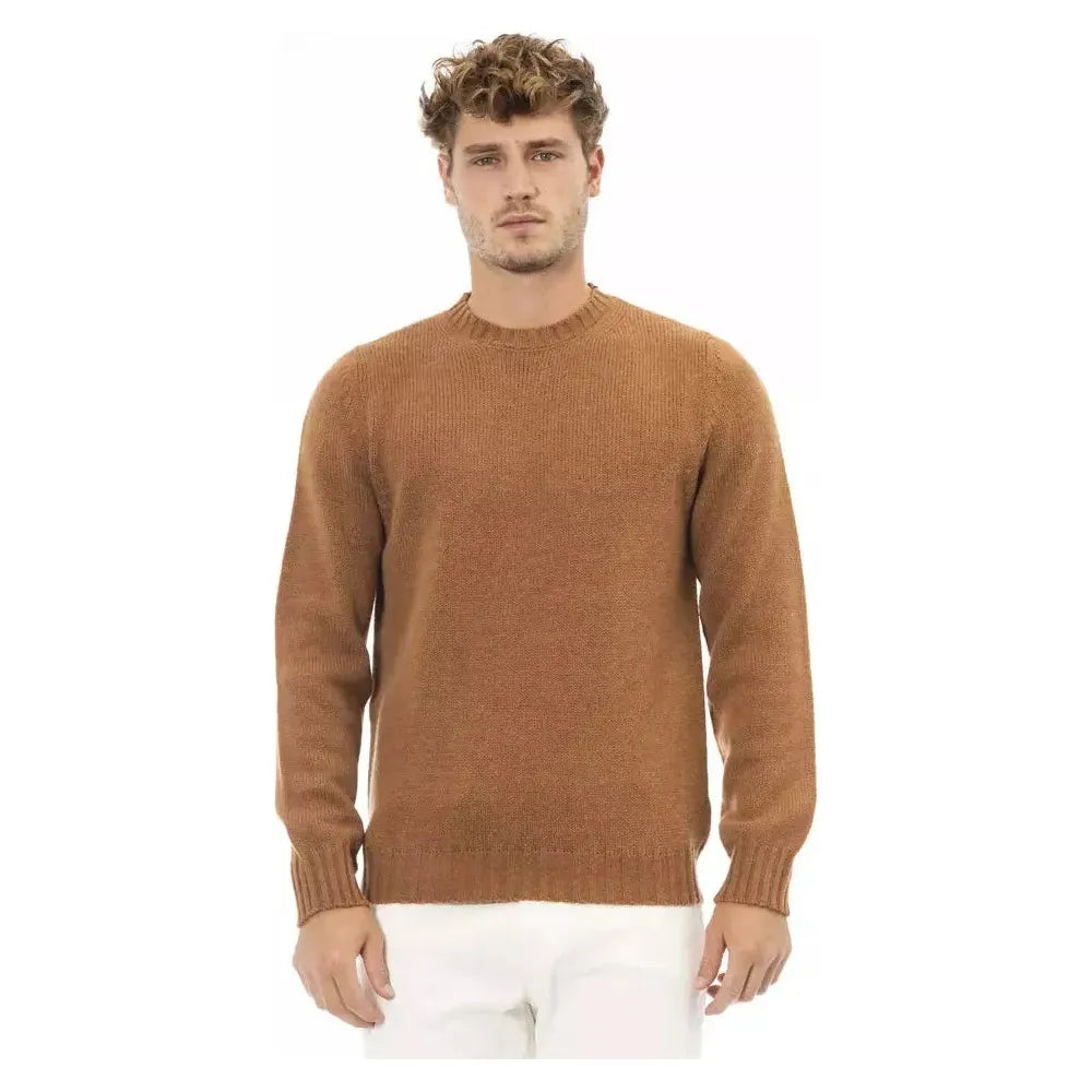 Alpha Studio Beige Alpaca Men Sweater Alpha Studio