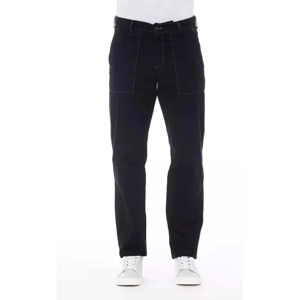 Alpha Studio Blue Cotton Men Pant