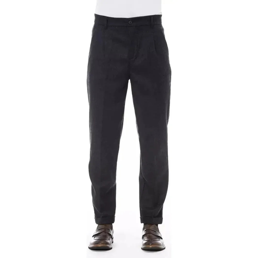 Alpha Studio Gray Wool Men Pants Alpha Studio