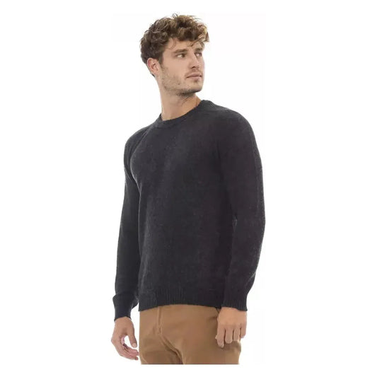 Alpha Studio Black Wool Men Sweater Alpha Studio