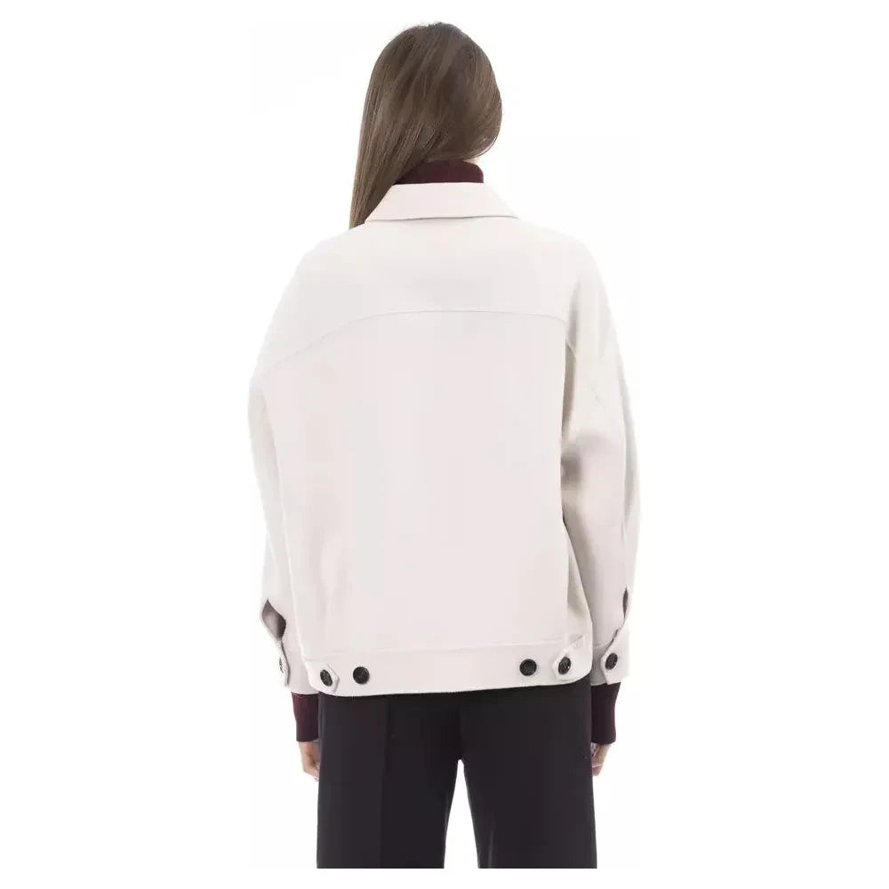 Alpha Studio Elegant White Wool Blazer Jacket Alpha Studio