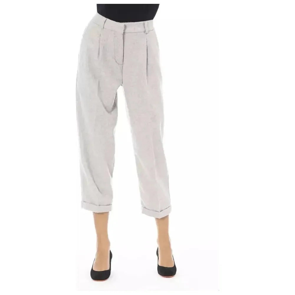 Alpha Studio Gray Wool Women Trouser Alpha Studio