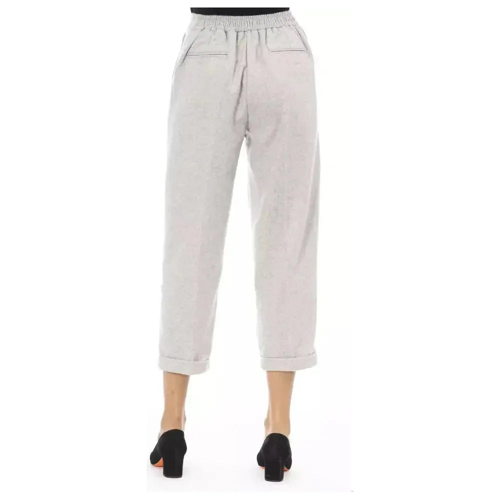 Alpha Studio Gray Wool Women Trouser Alpha Studio