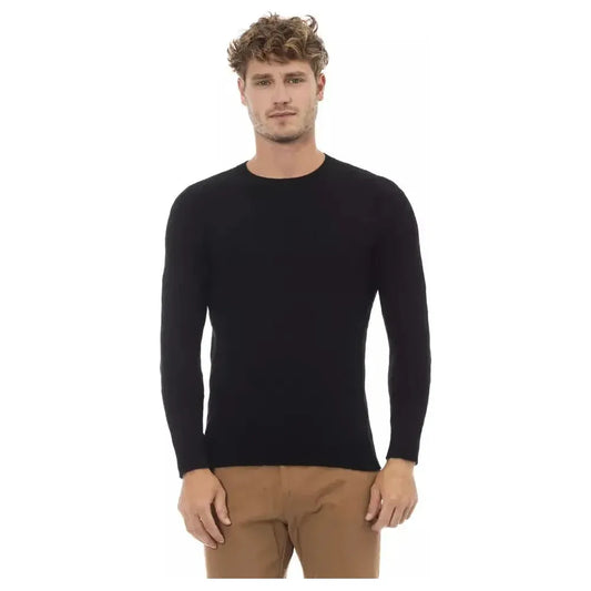 Alpha Studio Black Viscose Men Sweater Alpha Studio