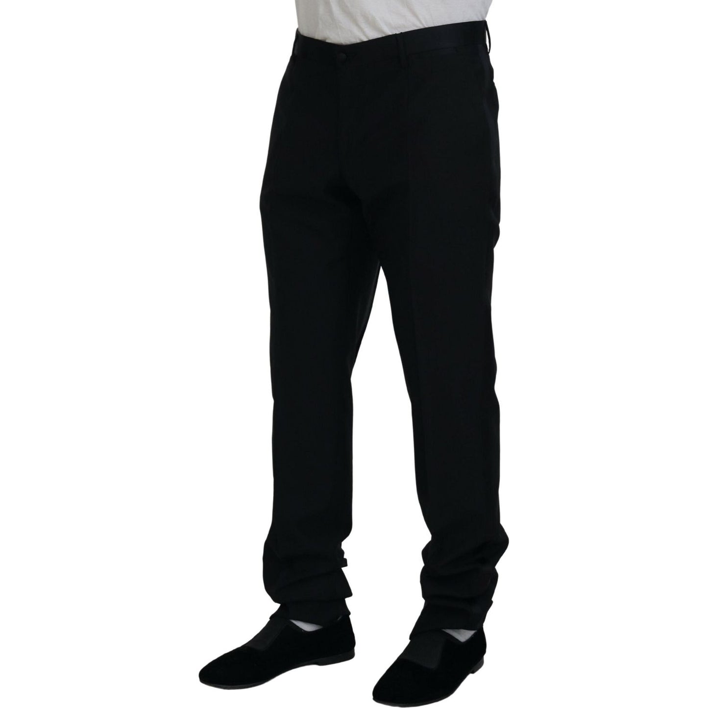 Dolce & Gabbana Black Dress Wool Silk Trouser Pants