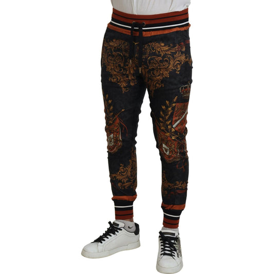 Dolce & Gabbana Baroque Crown Silk Sweatpants Dolce & Gabbana