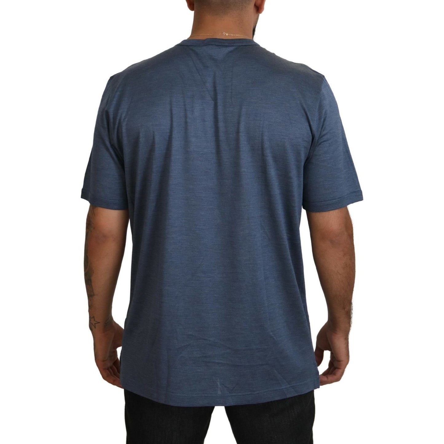 Dolce & Gabbana Silken Blue Crewneck Tee – A Touch of Elegance Dolce & Gabbana