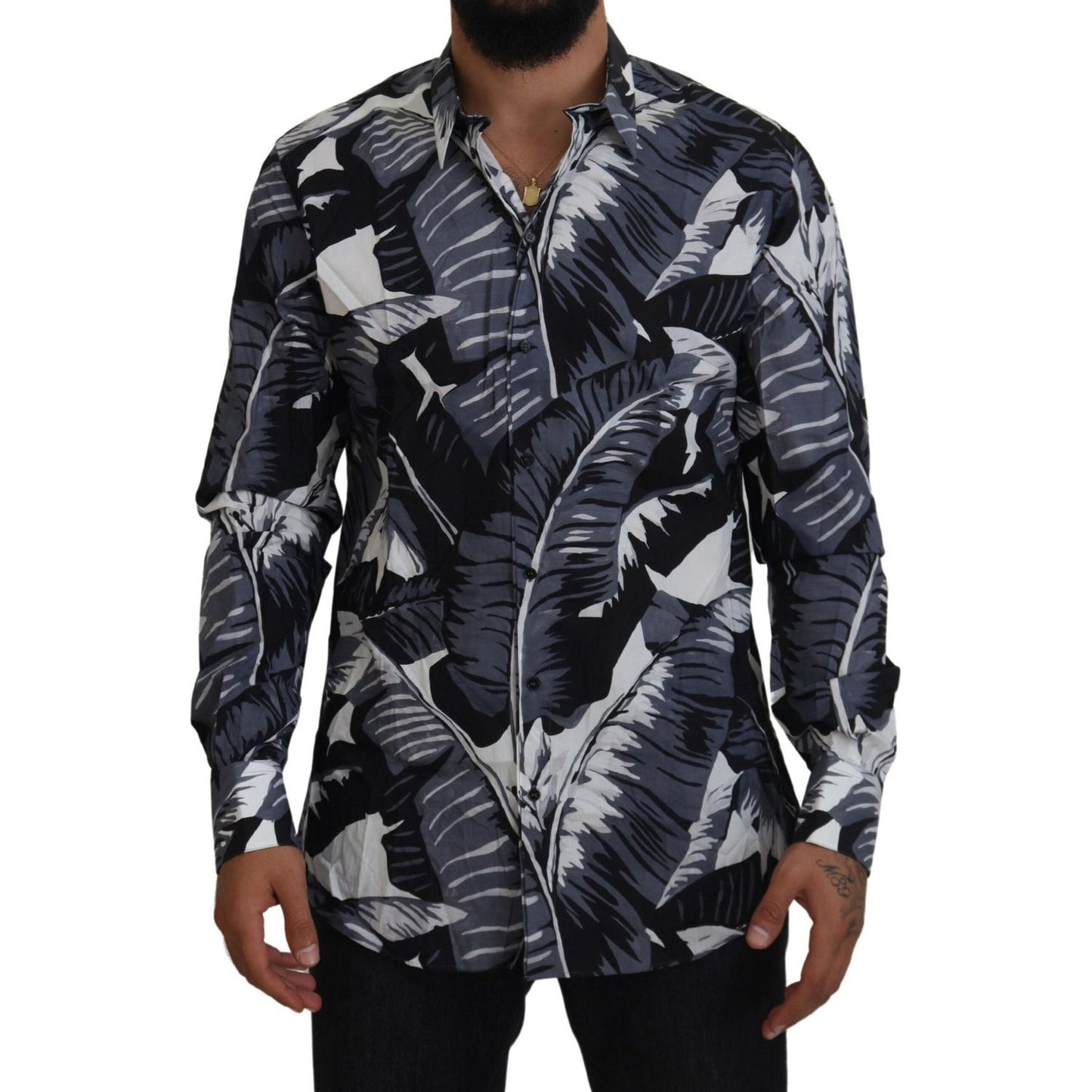 Dolce & Gabbana Multicolor Banana Leaf Print Casual Shirt Dolce & Gabbana