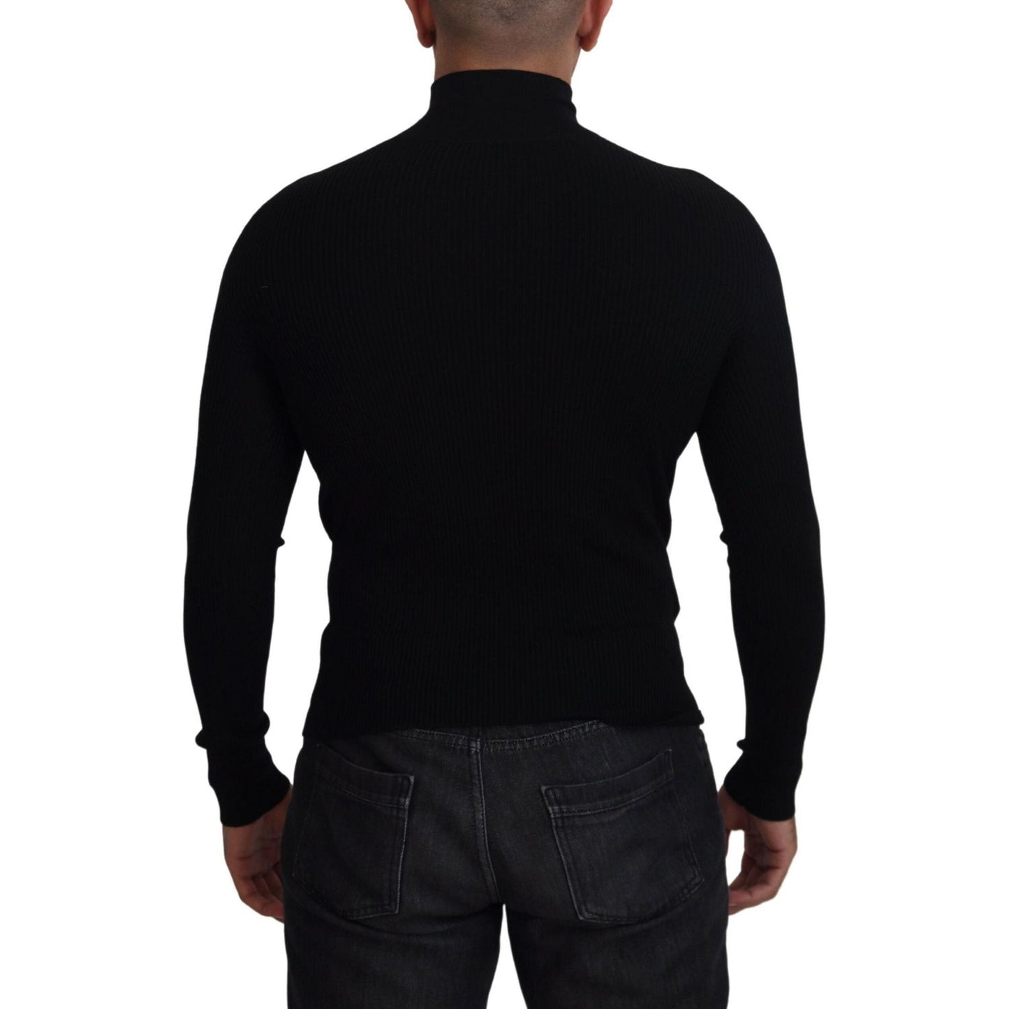 Dolce & Gabbana Elegant Black Wool Half Zip Turtleneck Sweater Dolce & Gabbana