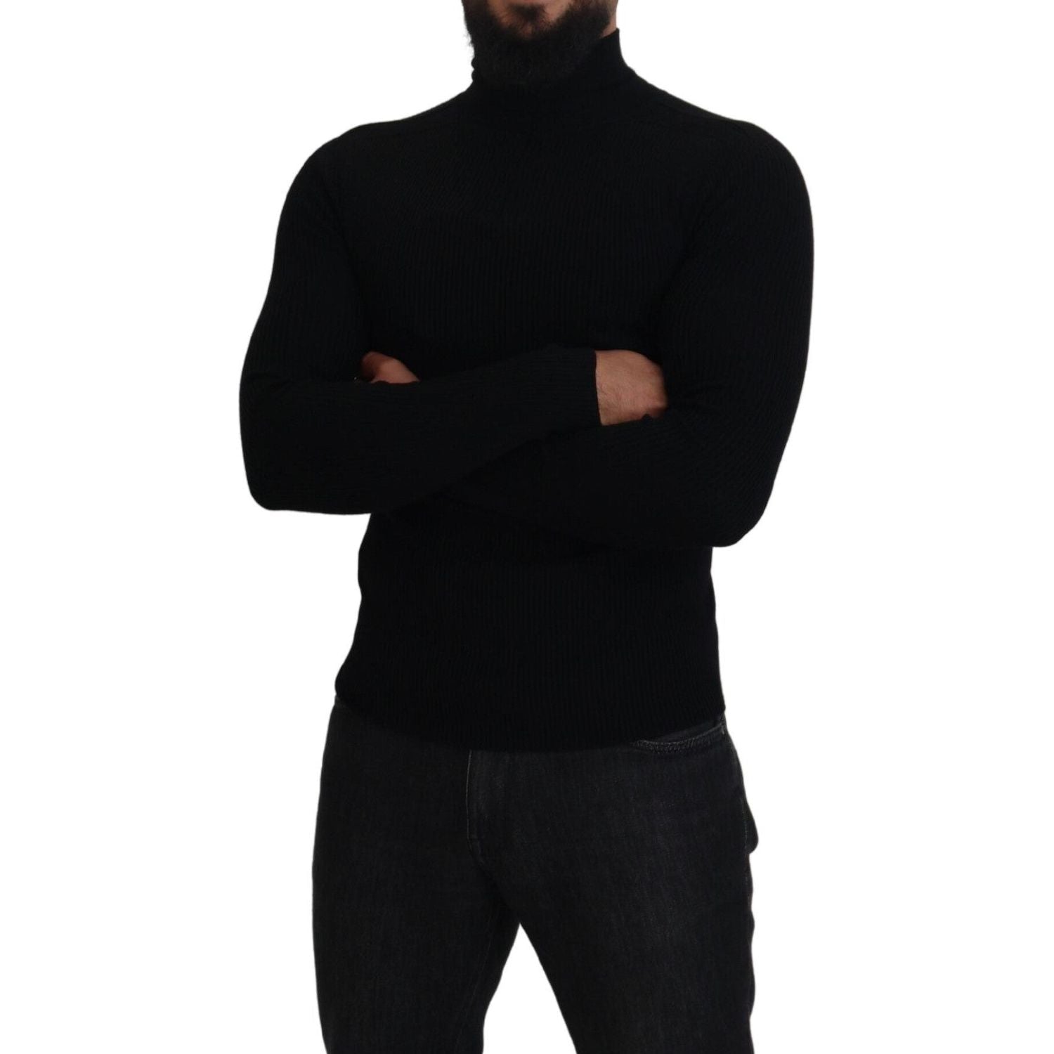 Dolce & Gabbana Black Half Zip Turtleneck Pullover Sweater
