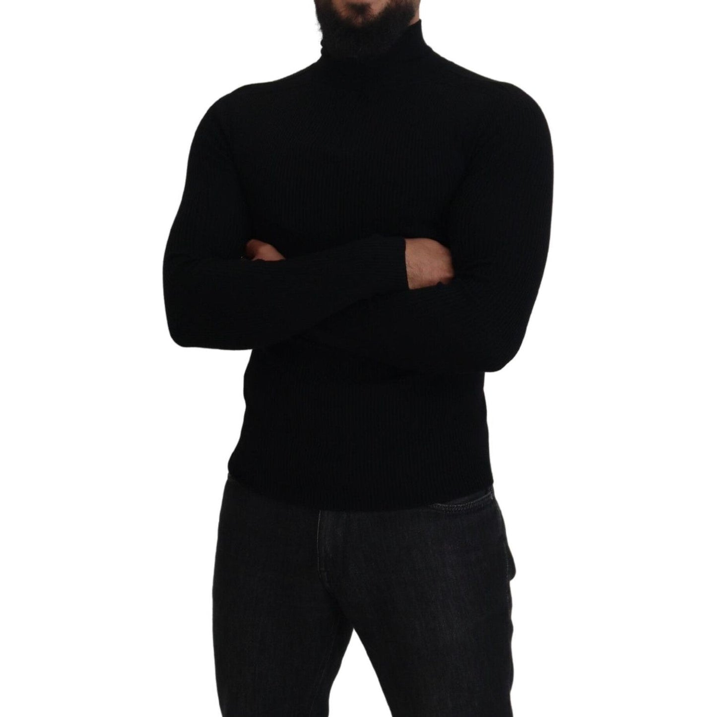 Dolce & Gabbana Elegant Black Wool Half Zip Turtleneck Sweater Dolce & Gabbana