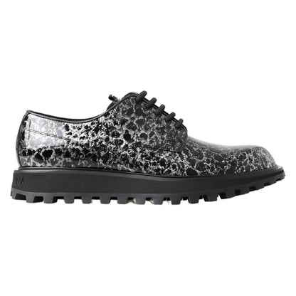 Dolce & Gabbana Black White Derby Patent Leather Shoes