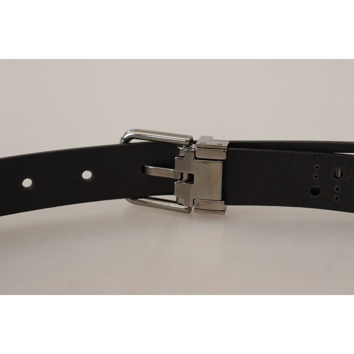 Dolce & Gabbana Elegant Black Leather Belt with Metal Buckle Dolce & Gabbana