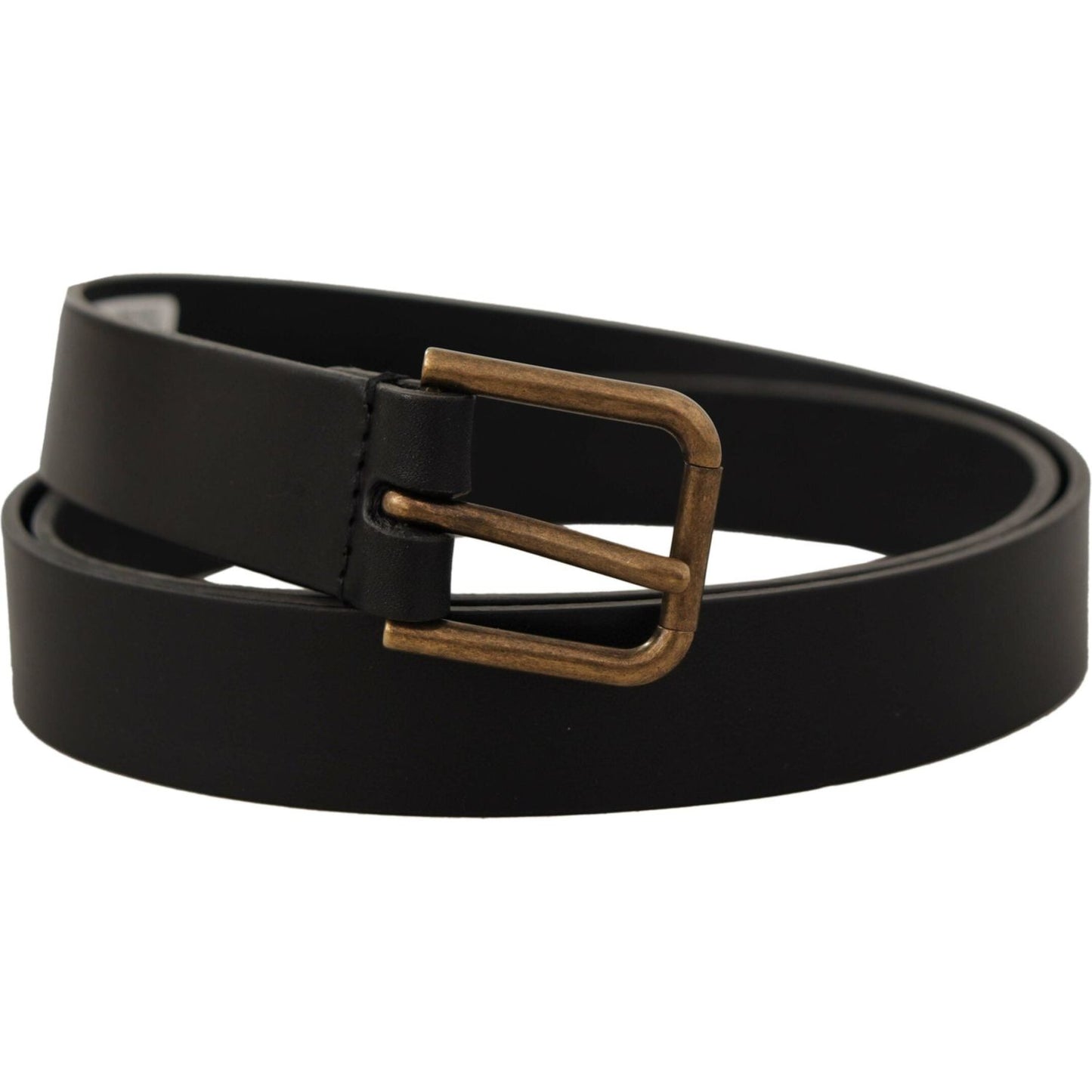 Dolce & Gabbana Elegant Black Leather Belt with Metal Buckle Dolce & Gabbana