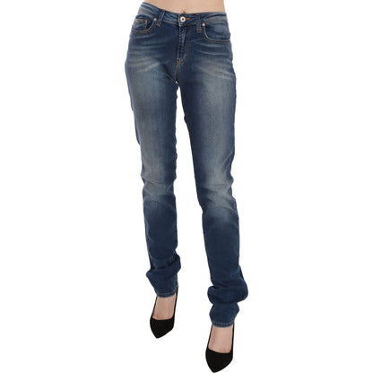 Fiorucci Blue Washed Mid Waist Slim Fit Denim Jeans