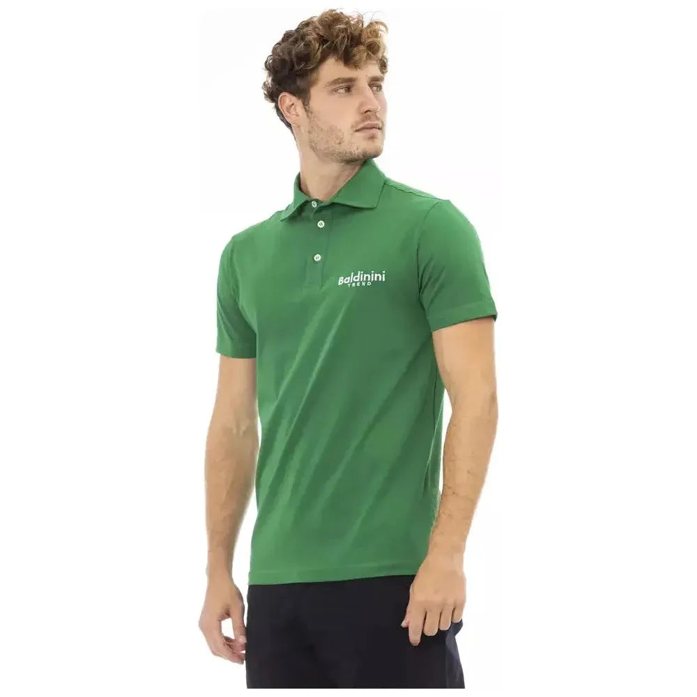 Baldinini Trend Green Cotton Men Polo Shirt Baldinini Trend