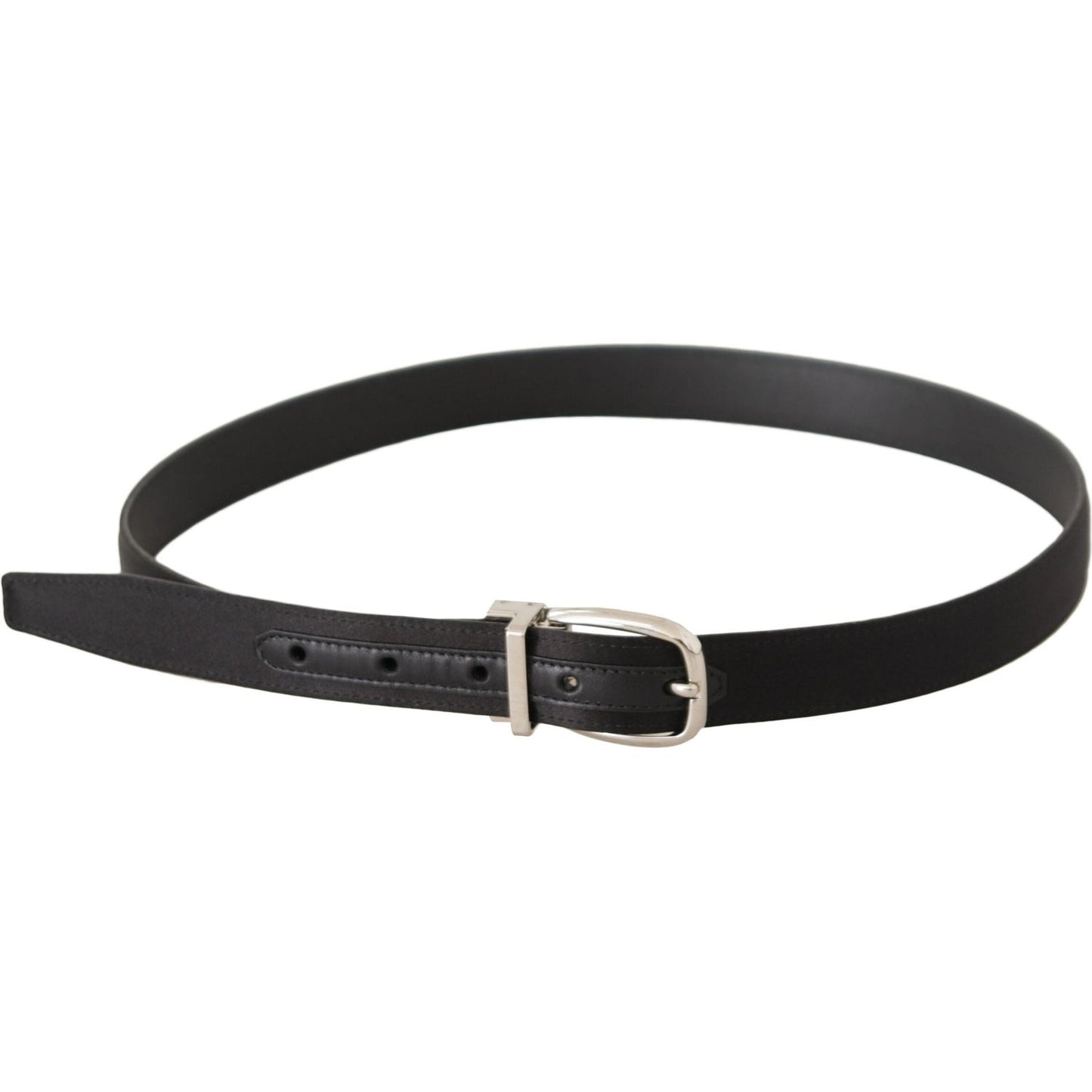 Dolce & Gabbana Elegant Black Leather-Canvas Designer Belt Dolce & Gabbana