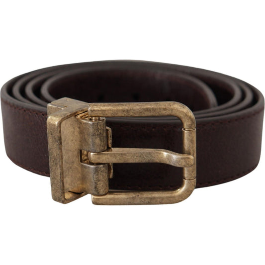 Dolce & Gabbana Elegant Leather Belt with Engraved Buckle Dolce & Gabbana